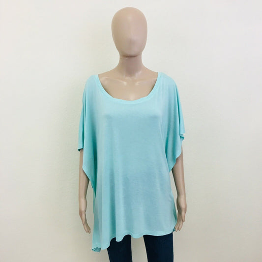 ZARA Blue Loose Fit Viscose T Shirt Top Blouse Size M