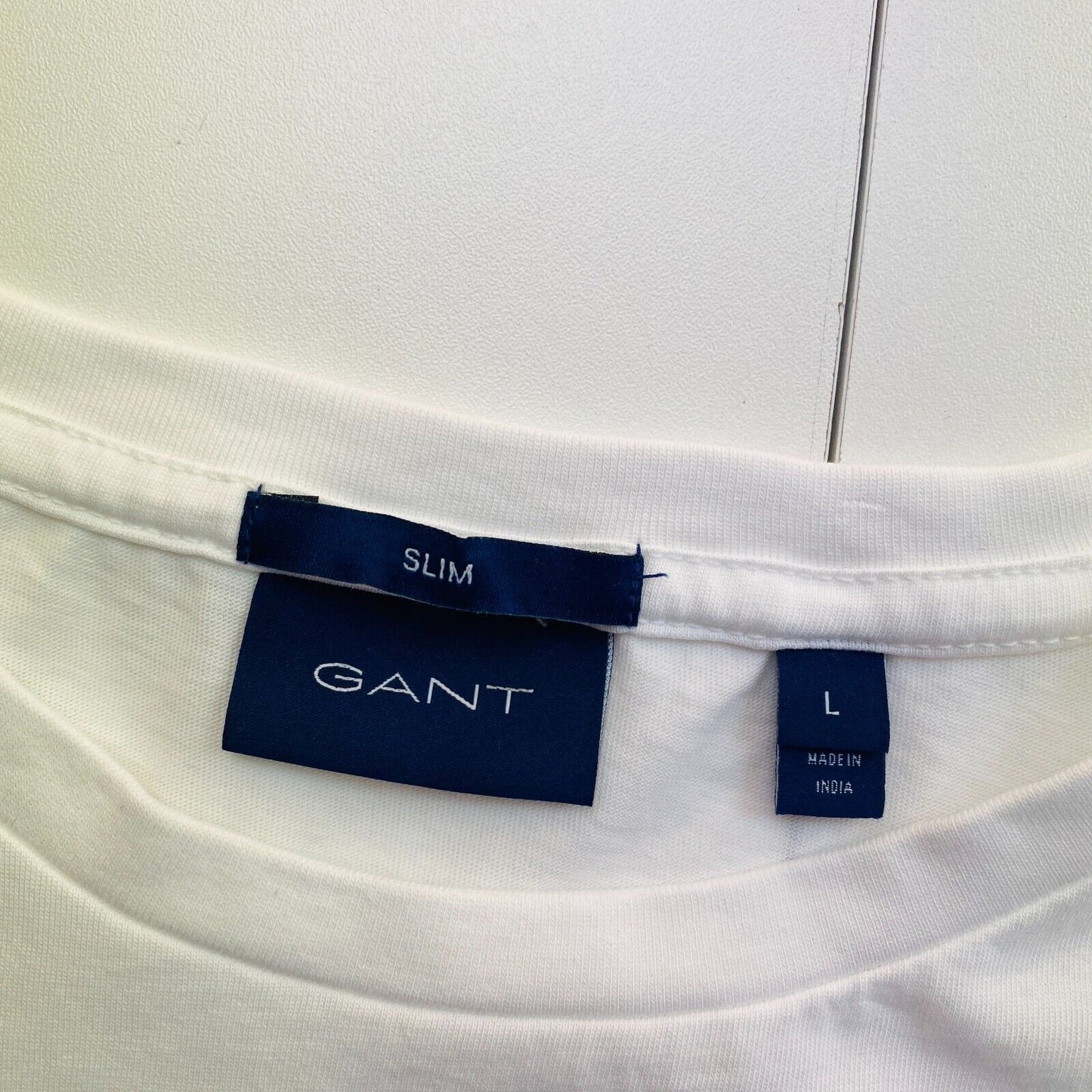 GANT White Original Long Sleeves Slim Fit Crew Neck T Shirt Size L