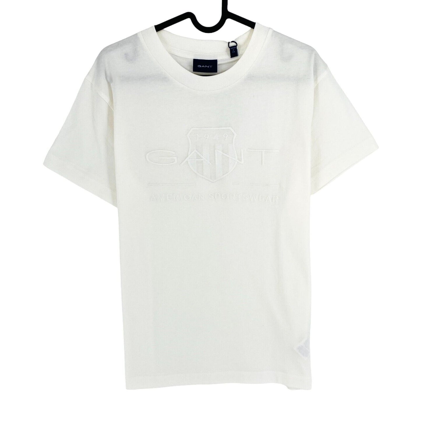 GANT Men White Tonal Archive Shield Crew Neck Short Sleeve T Shirt Size S