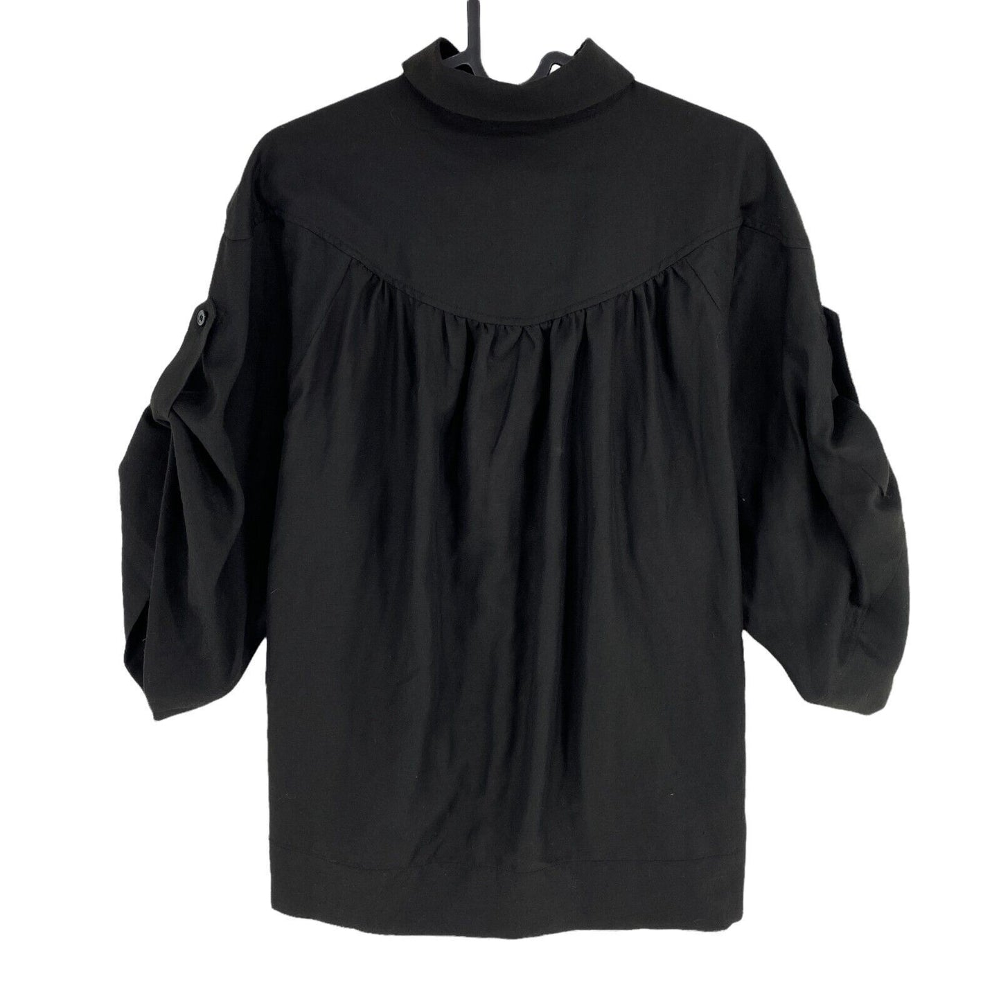 Eryn Brinie Noir Haut Bas Manches 1/2 Bouton Up Blouse Taille SM