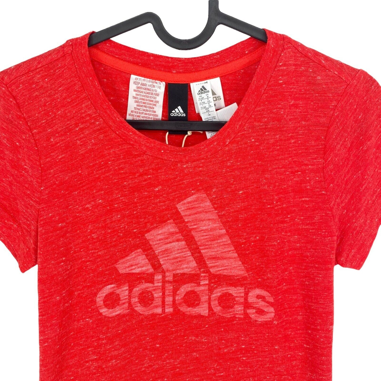 Adidas T-Shirt mit Rundhalsausschnitt und großem Logo, rot, Größe 11–12 Jahre