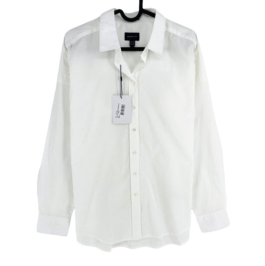 GANT Women White TP BC Oversized Solid Long Sleeve Shirt Size EU 40 UK 12 US 10