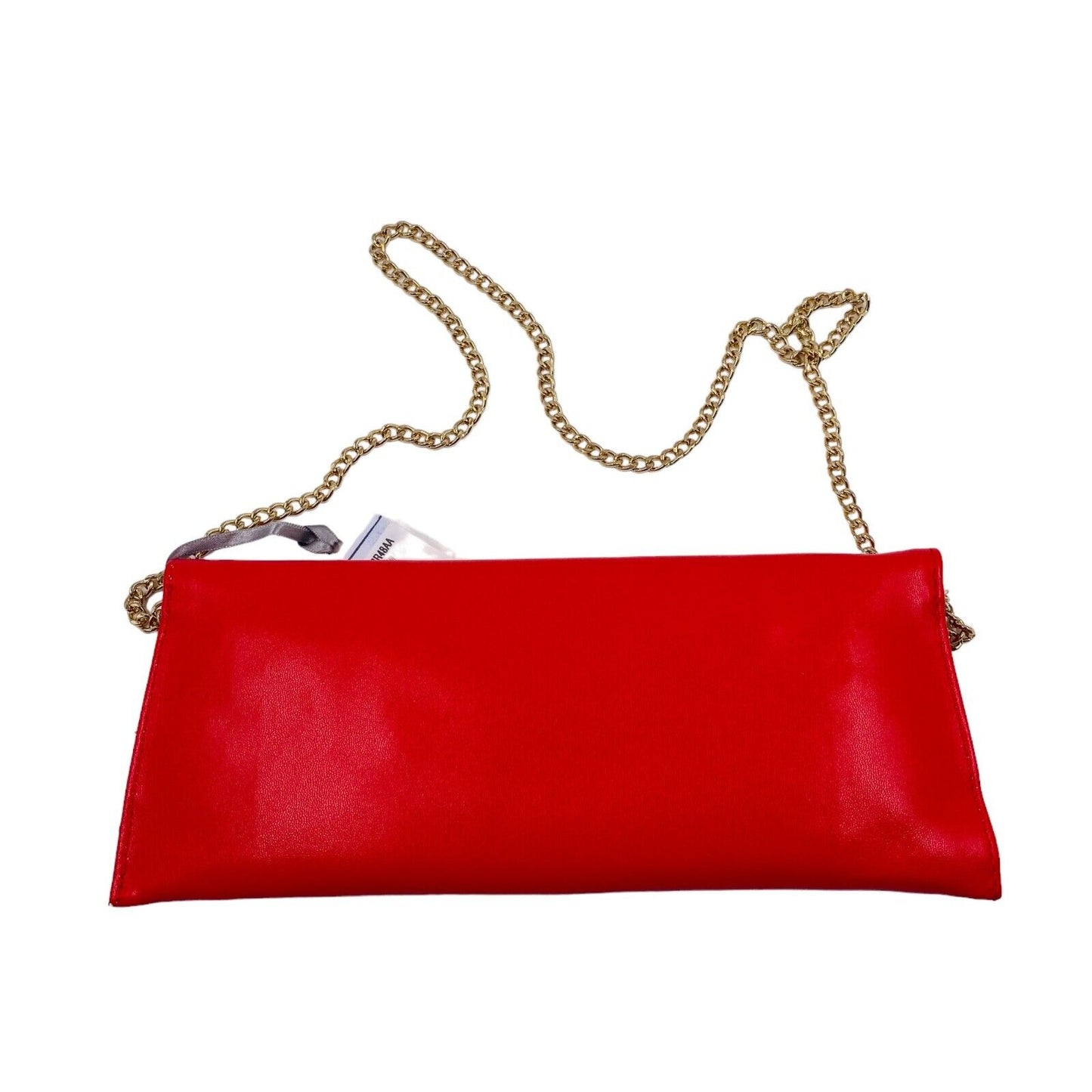 Rinascimento Red Eco Leather Gold Colour Chain Handle Clutch Bag