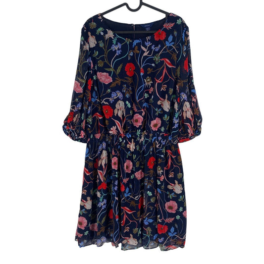 GANT Women Navy Blue Wild Floral Boat Neck Dress Size EU 42 UK 14 US 12