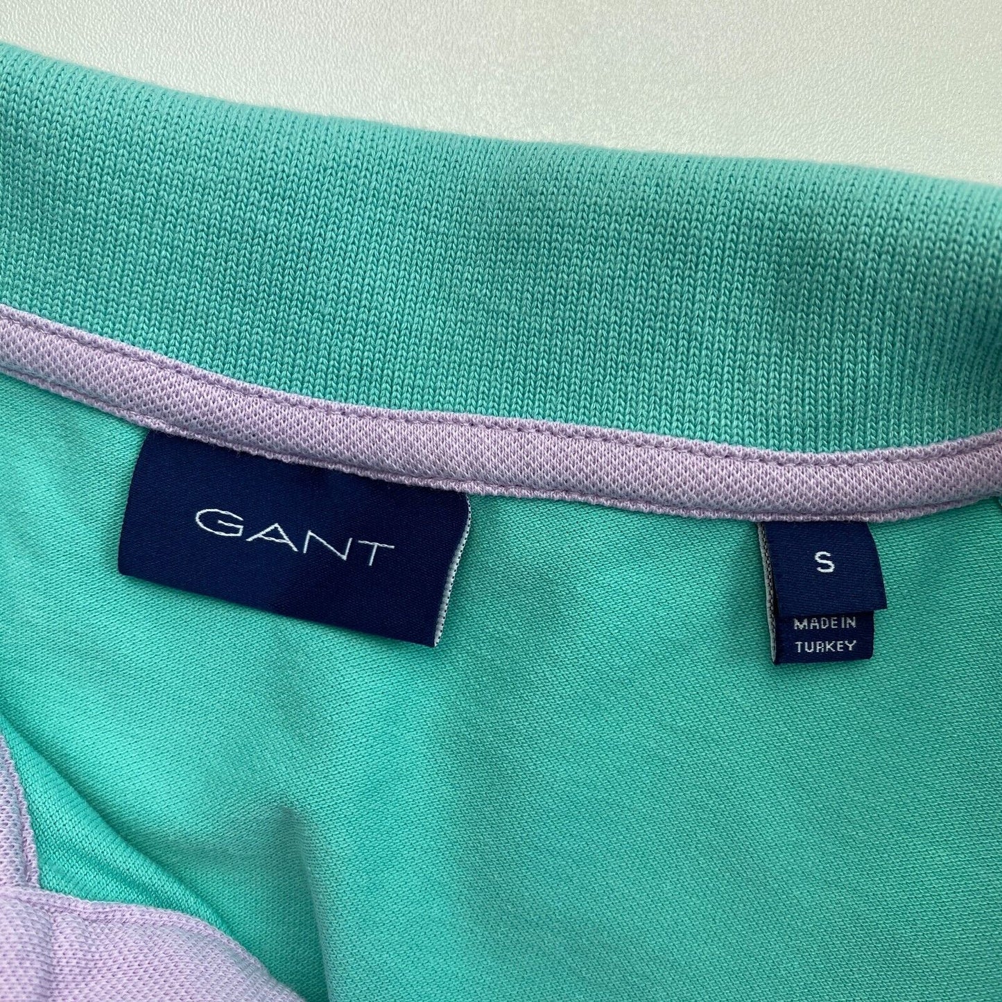 GANT Green Contrast Collar Pique Rugger Polo Shirt Size S