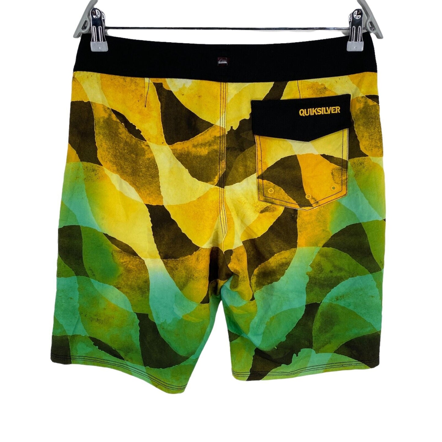 QUIKSILVER Geometric Green Swimwear Swimming Trunks Shorts Size 16 163-168 Cm