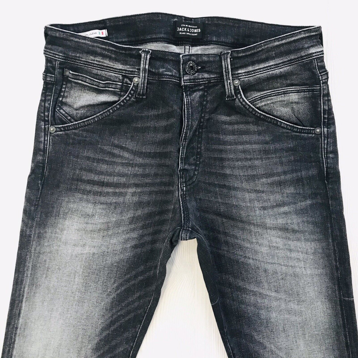 Jack &amp; Jones Herren Jeans GLENN Slim Fit Low Rise Grau Größe W31 L34