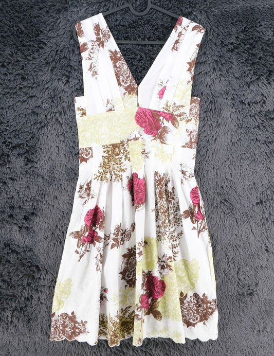 FULL CIRCLE White Floral Print Dress Size XS S L