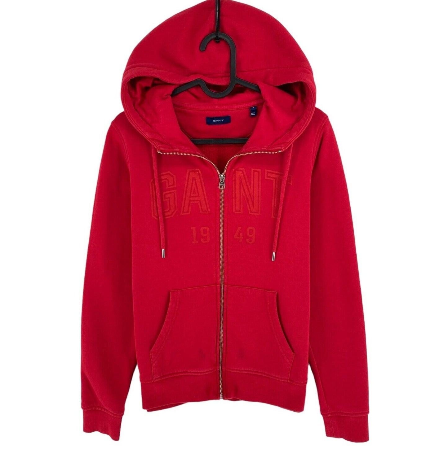 GANT Red Logo Full Zip Hoodie Sweater Jumper Size S