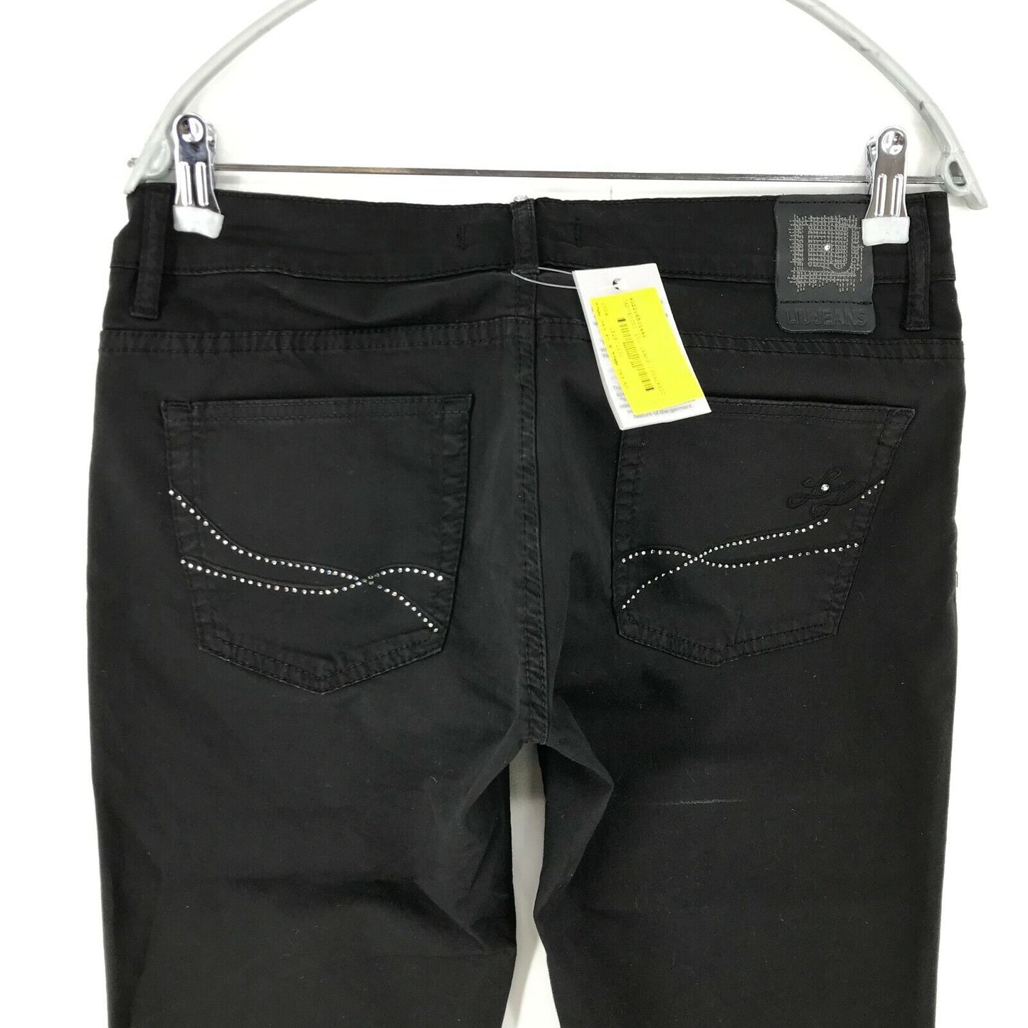 Liu Jeans Damen Schwarze Chinohose mit entspannter, gerader Passform, Größe W31, hergestellt in Italien