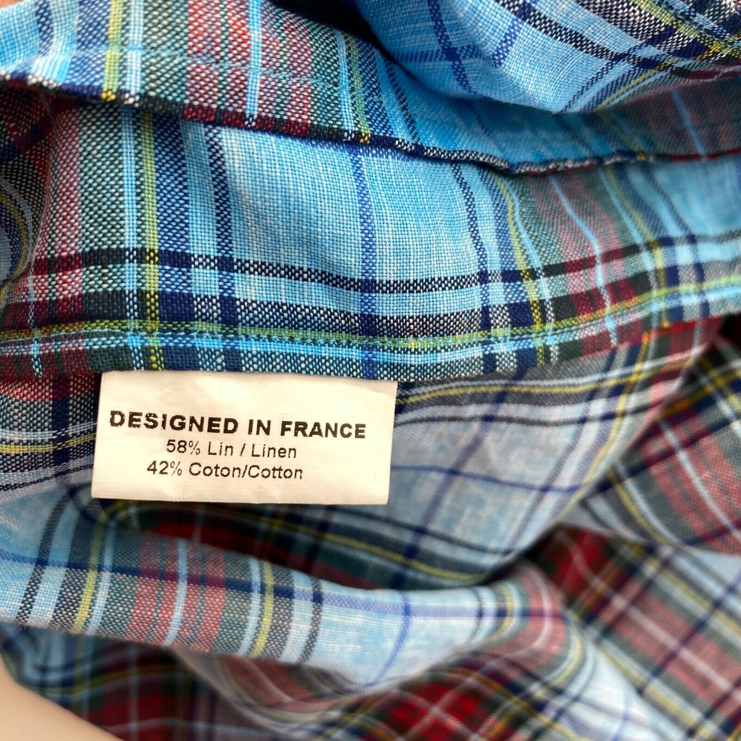 Daniel Cremieux Blue Plaid Linen Cotton Shirt Size L