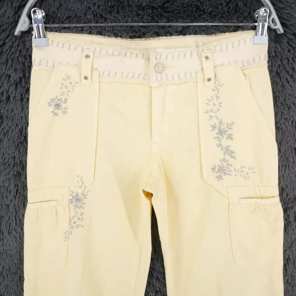 STEFANEL Women Yellow Regular Straight Fit Embroidered Trousers IT 36 EU 32 W27