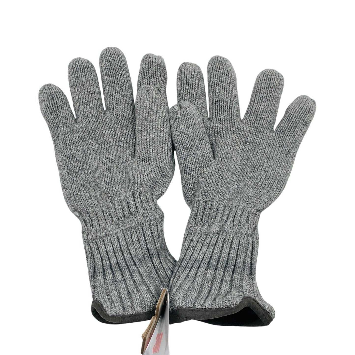 Camel Active Mens Grey Cotton Insulated Warm Knit Gloves Size L