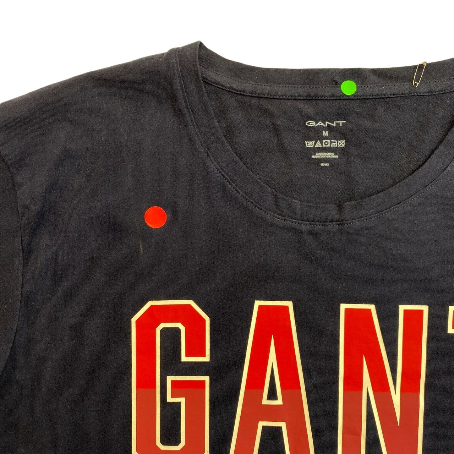 GANT Navy Blue Big Logo Crew Neck T Shirt Size M