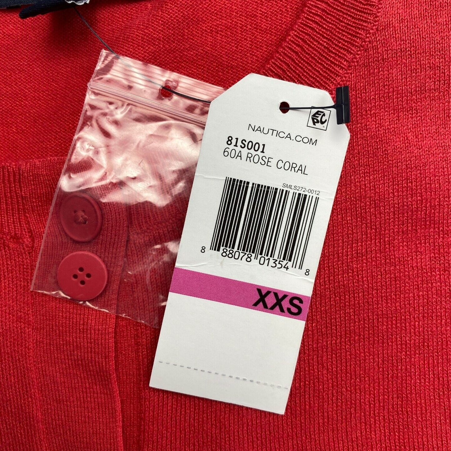 NAUTICA Pull cardigan en mélange de coton à col rond rouge taille 2XS