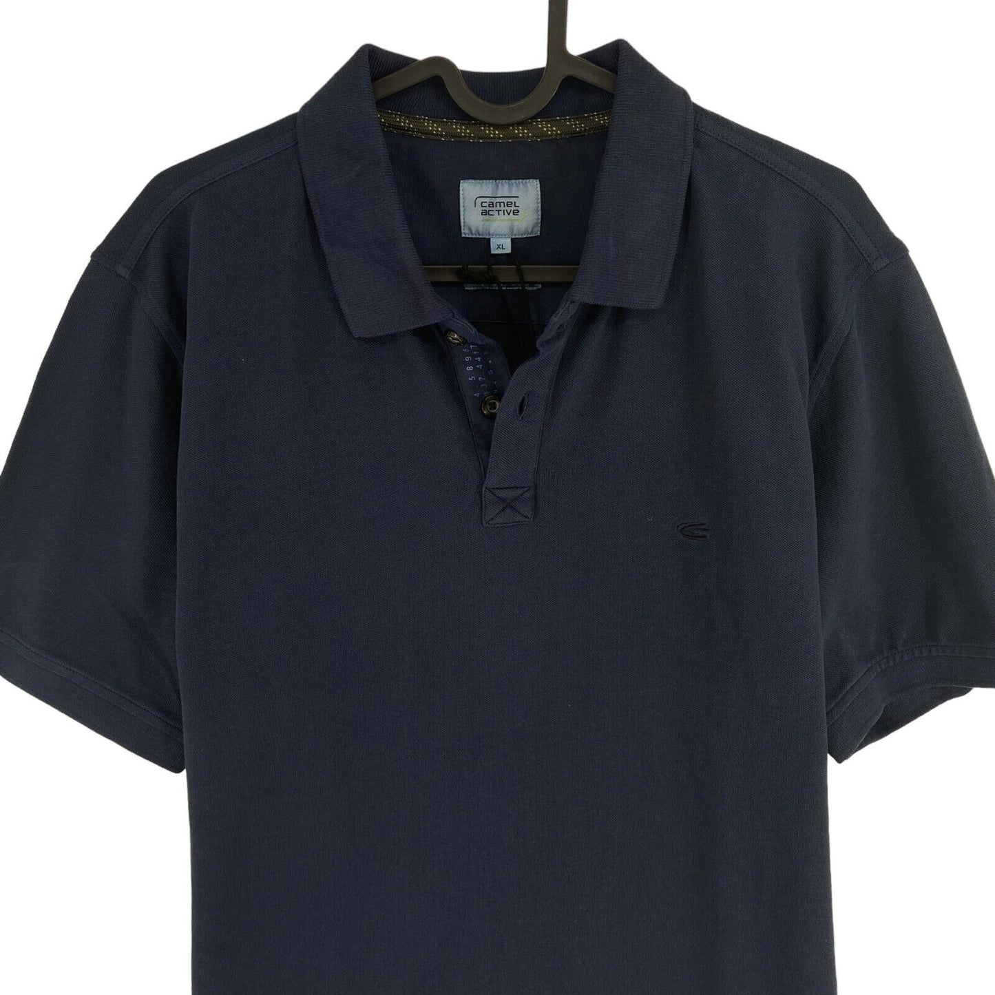 CAMEL ACTIVE Men Navy Blue Solid Short Sleeves Pique Polo Shirt Size XL