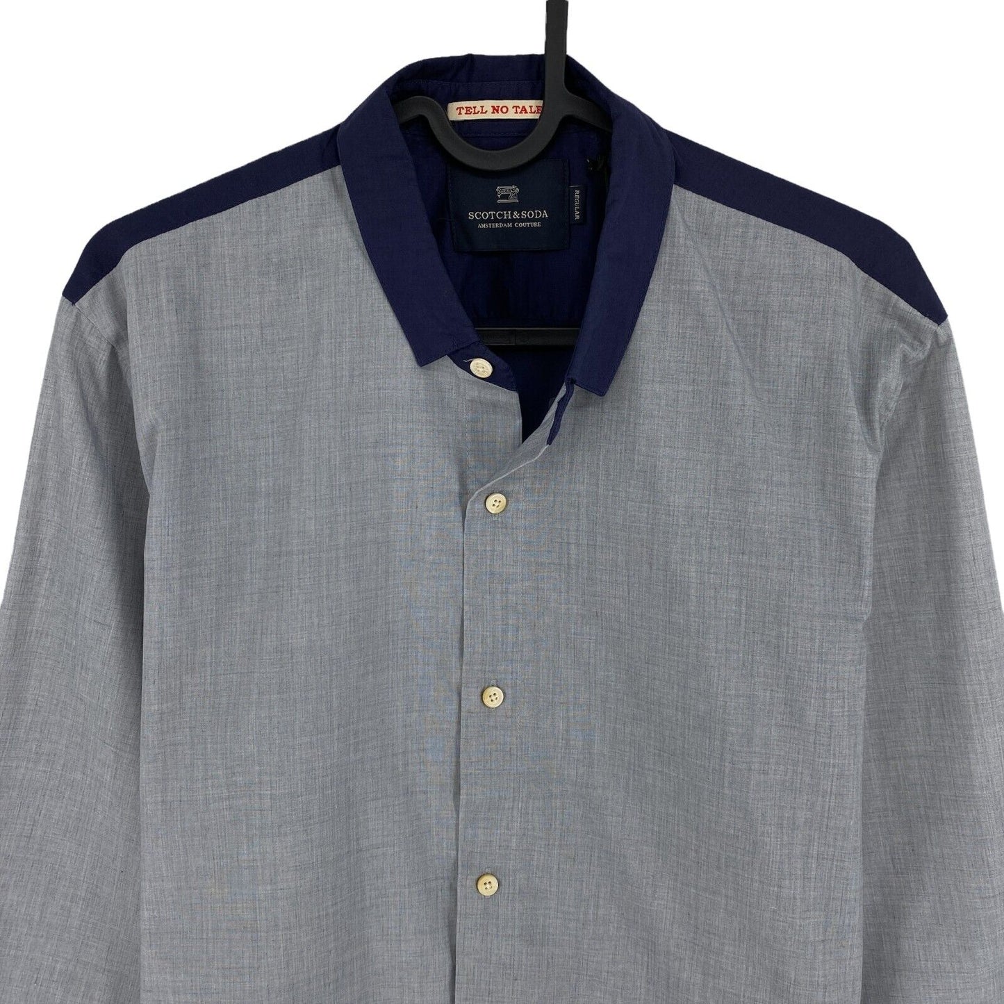 SCOTCH & SODA Grey & Navy Blue Regular Fit Shirt Size S L 2XL