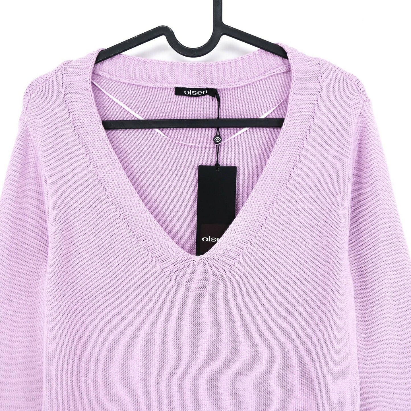 OLSEN Purple V Neck Knitted Jumper Sweater Pullover Size EU 38