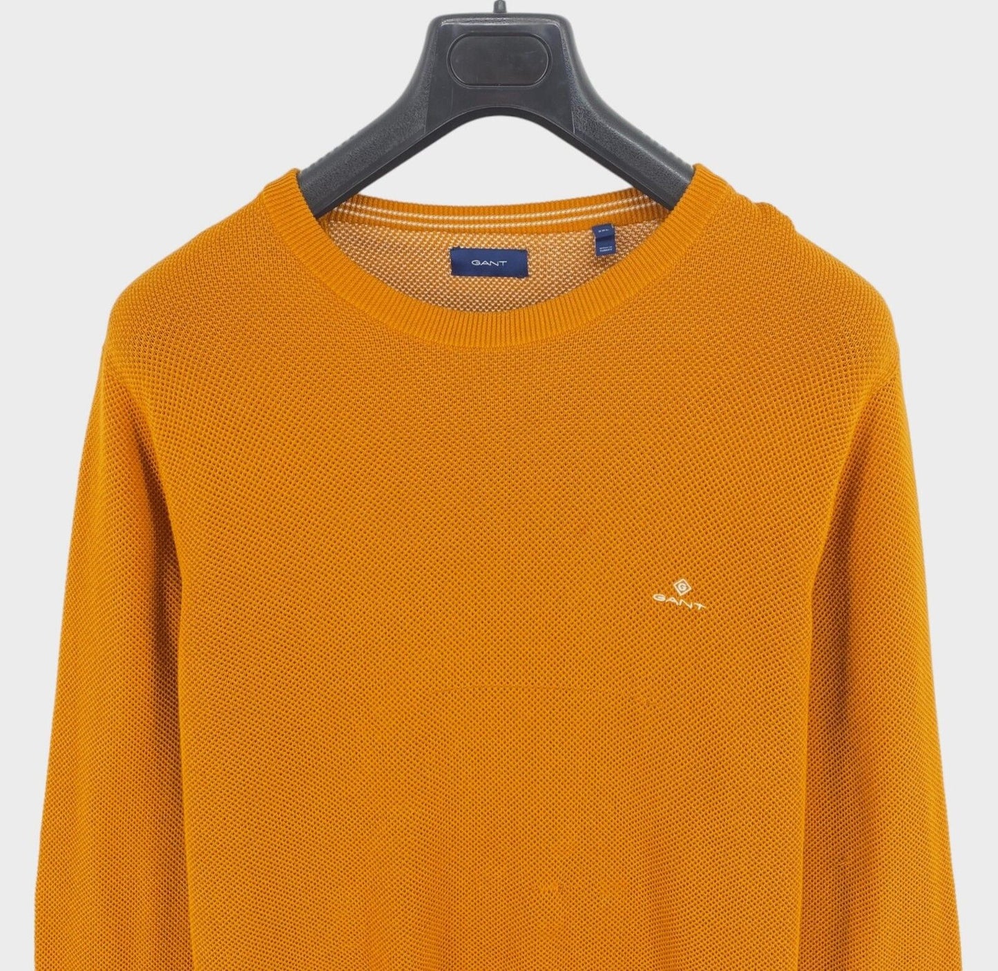 GANT Pull à col rond en coton piqué jaune foncé Taille 2XL XXL