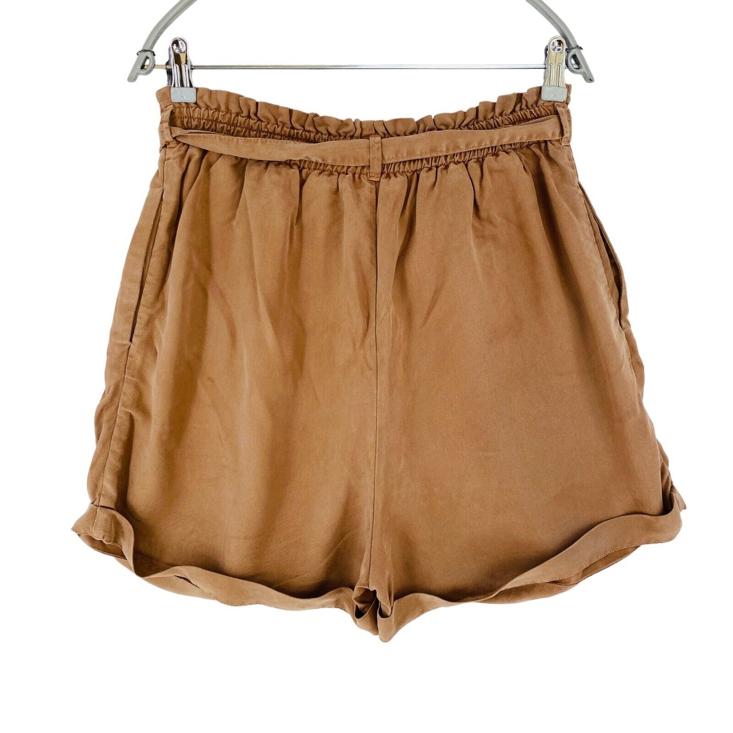 Odd Molly 432 Women Brown Pleated Regular Fit Belted Tender Shorts Size 4 / XL