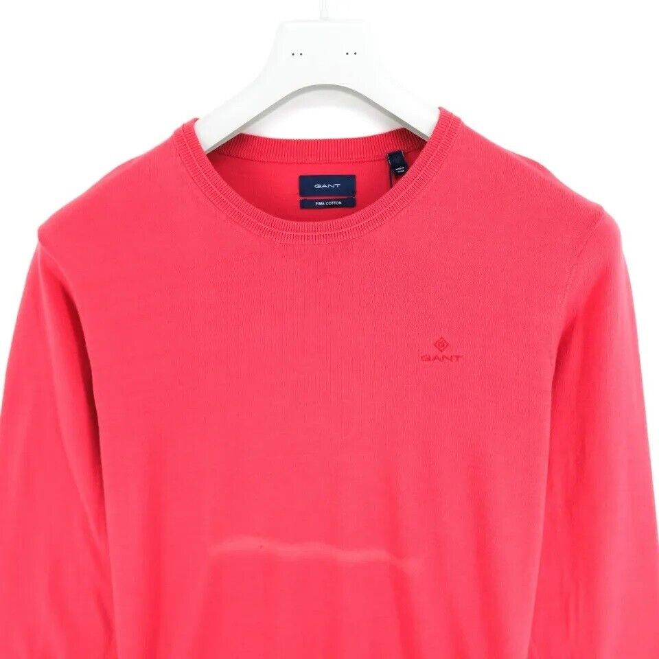 GANT Mens Light Red Pima Lux Contrast Crew Neck Sweater Jumper Size L