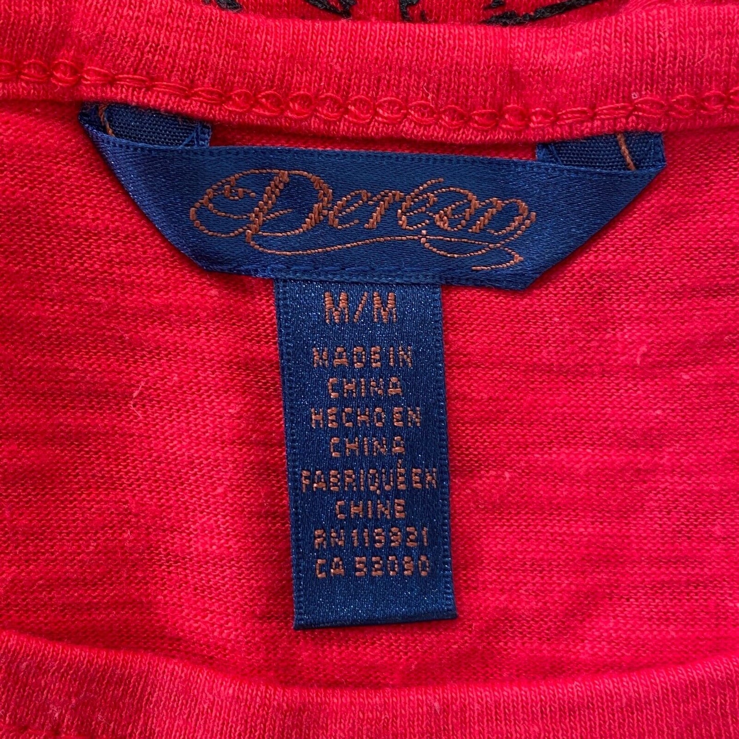 DEREON Red Crew Neck Top T Shirt Size M