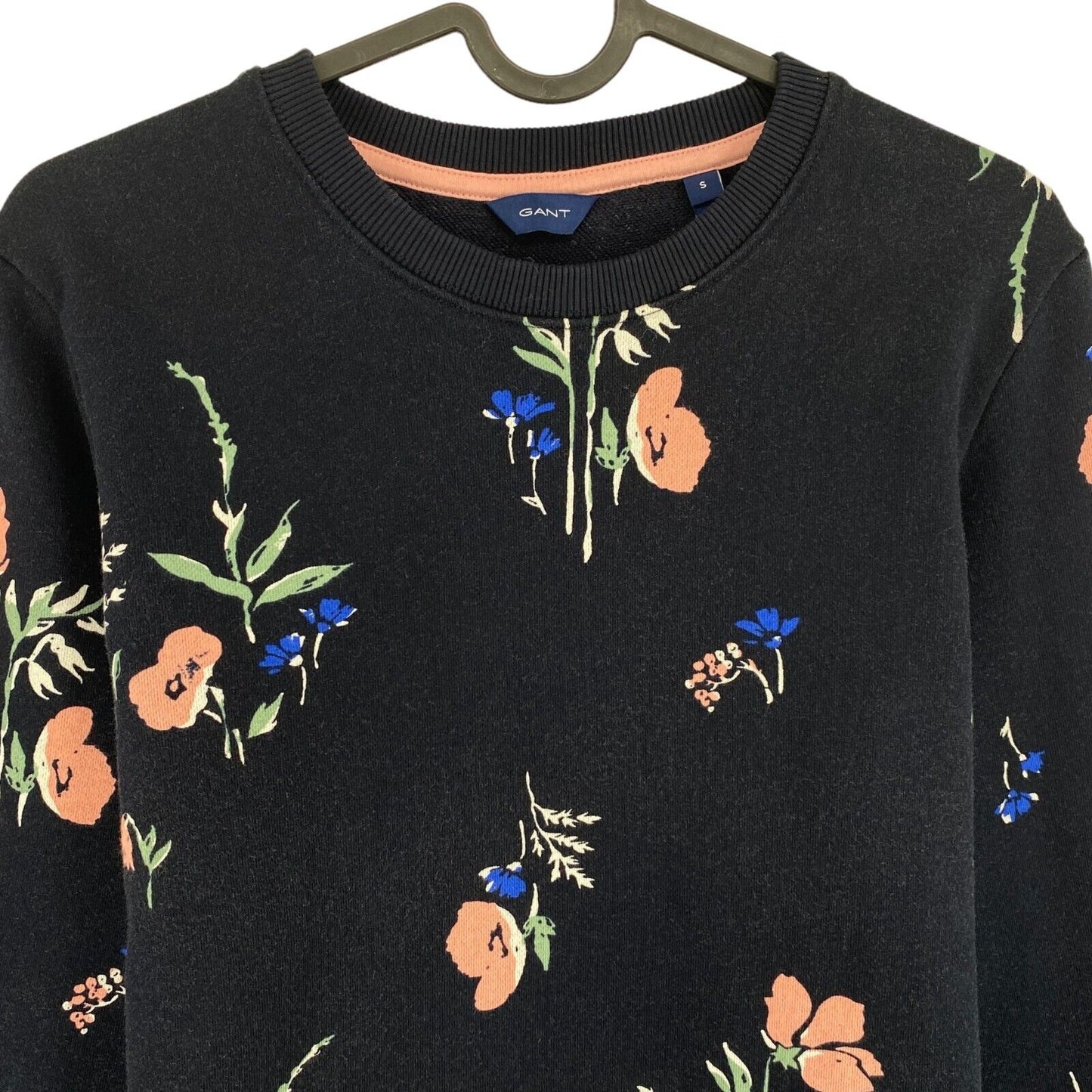 GANT Navy Blue Floral Print Crew Neck Sweater Jumper Size S