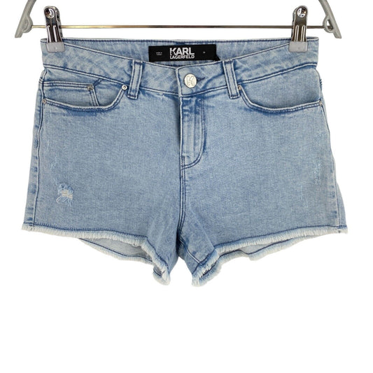 Karl Lagerfeld Blue Girlfriend Distressed Denim Shorts Size W25