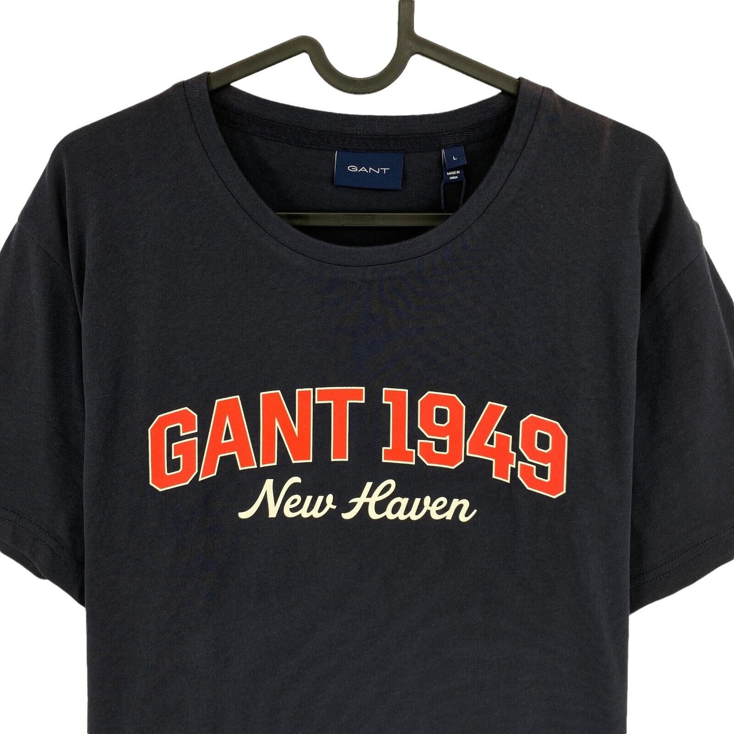 GANT T-Shirt mit Rundhalsausschnitt und Logo, Marineblau, Größe L