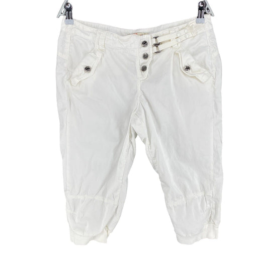 RPR €216 LIU JO White 100% Cotton Capri Pants Trousers Size W33