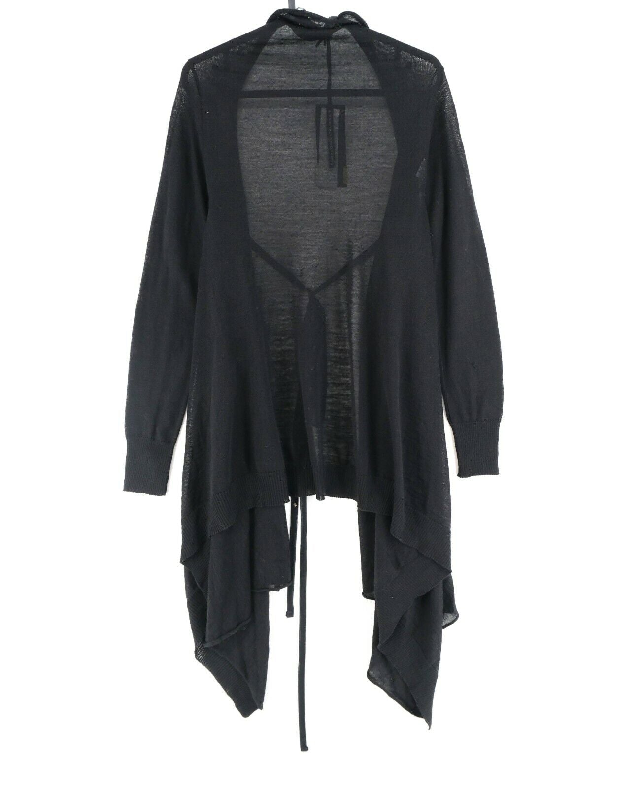 COMPAGNIA ITALIANA Black V Neck Pleated Wool Blend Cardigan Size M