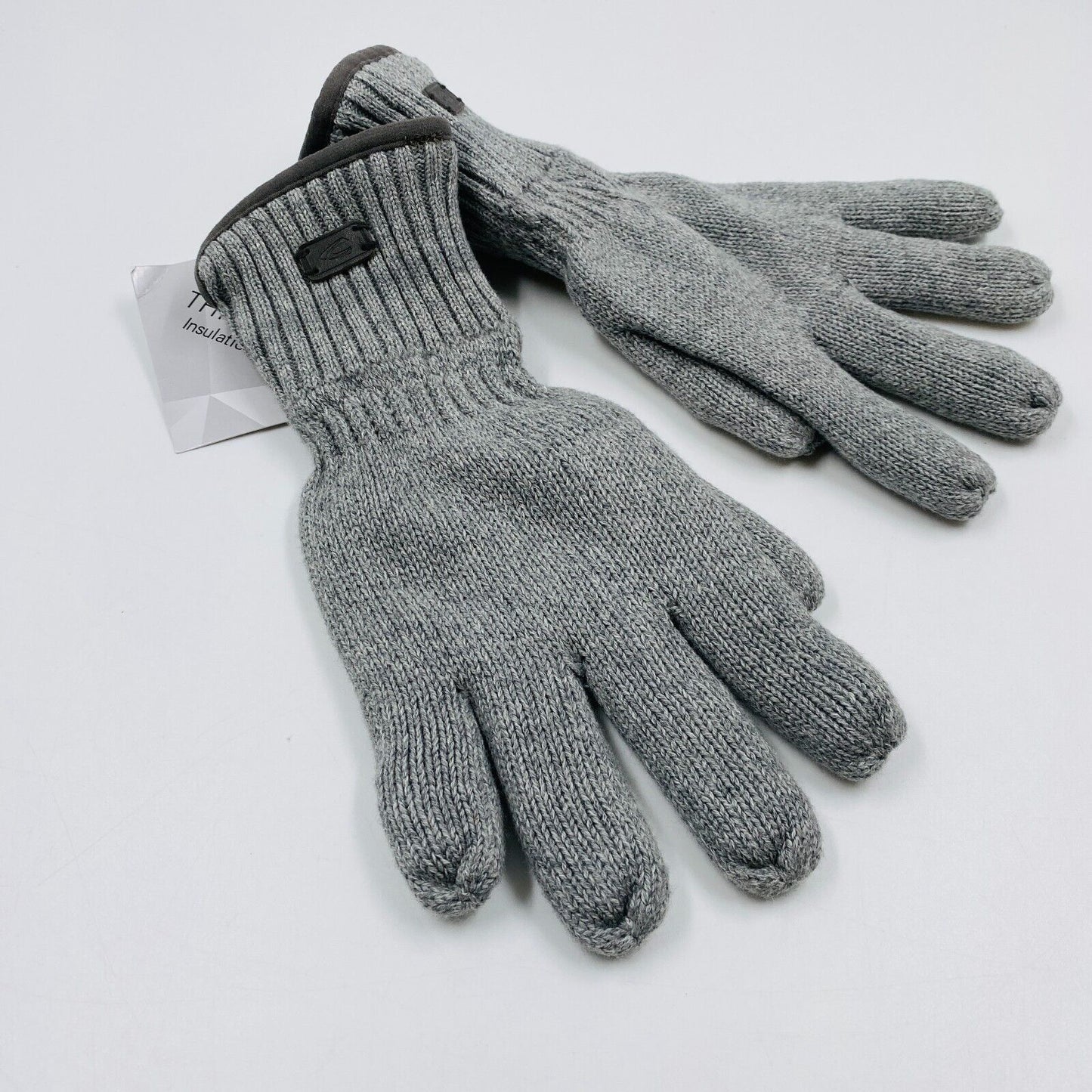 Camel Active Mens Grey Cotton Insulated Warm Knit Gloves Size L