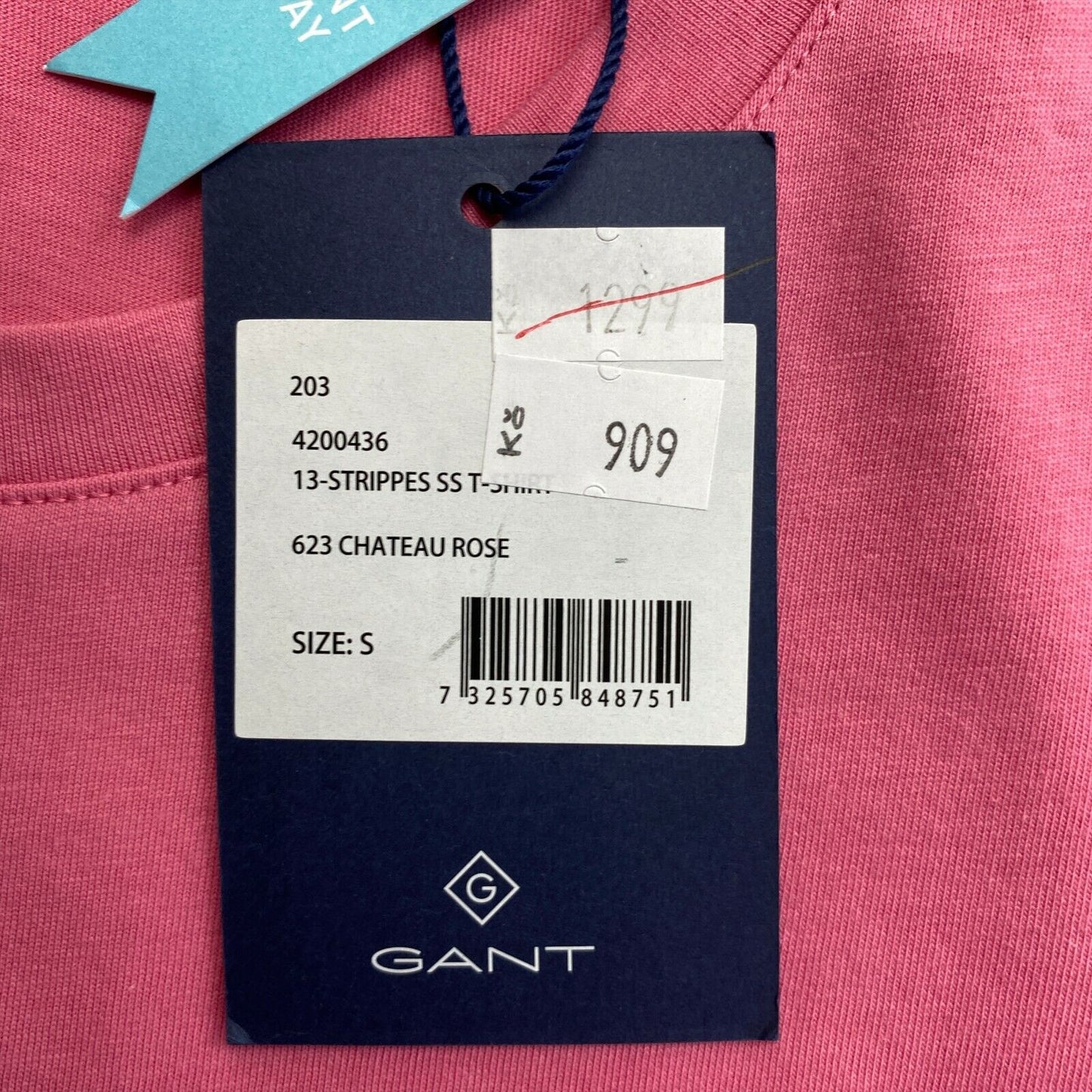 GANT Pink 13 Stripes Crew Neck T Shirt Top Size S