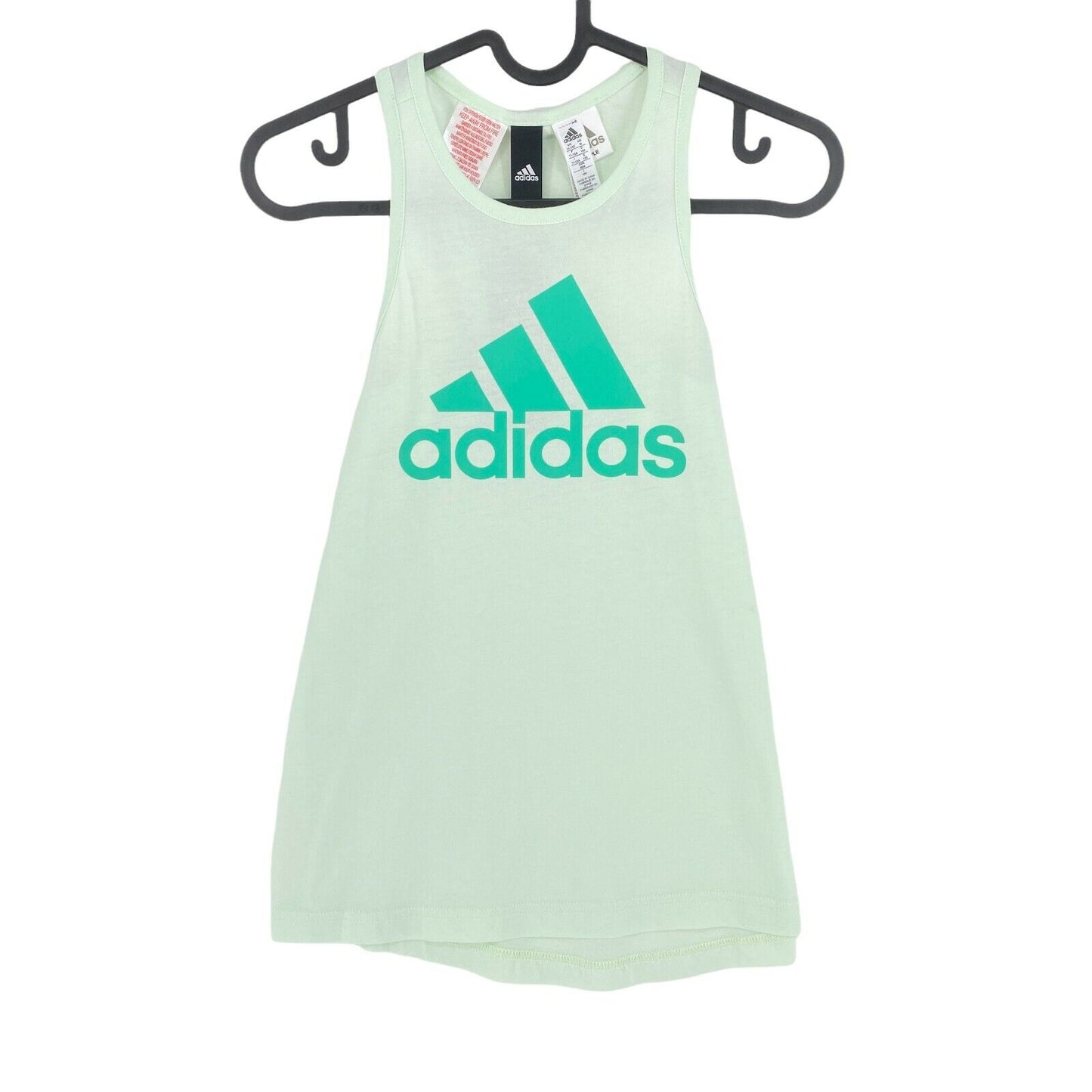 Adidas Light Green Logo Crew Neck Tank Top Size 11 - 12 Years