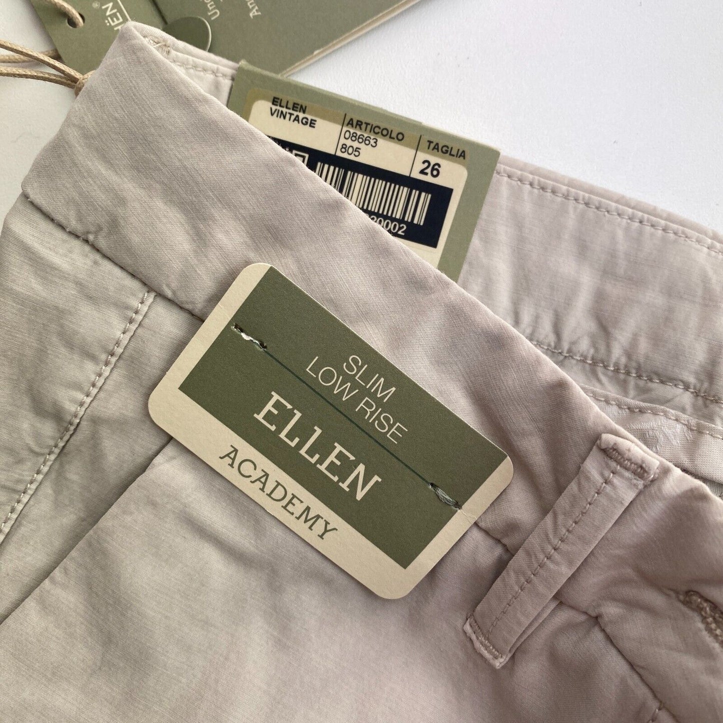 JACOB COHEN Women ELLEN Grey Low Rise Slim Fit Chino Pants Trousers Size W26 L30