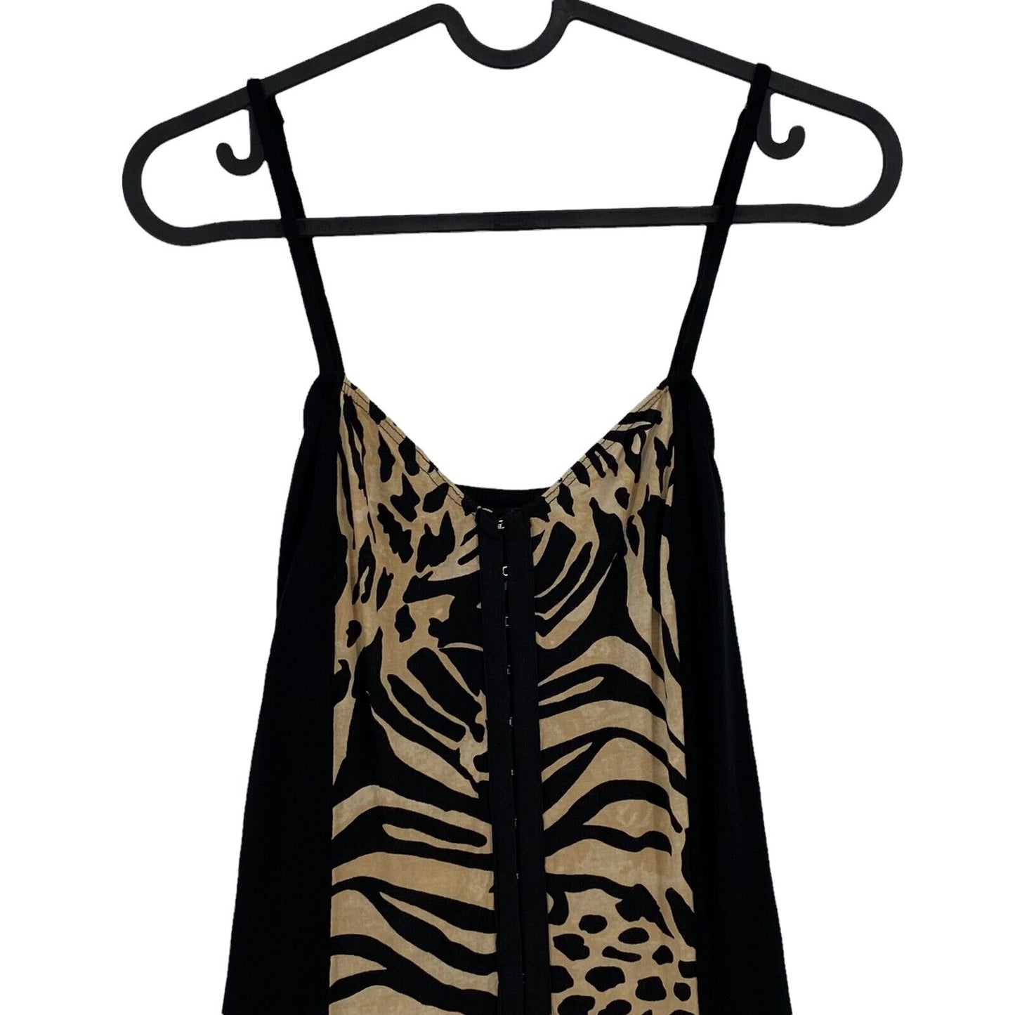 EVEN & ODD Animal Print Black Sleeveless Round Neck Tank Dress Size S