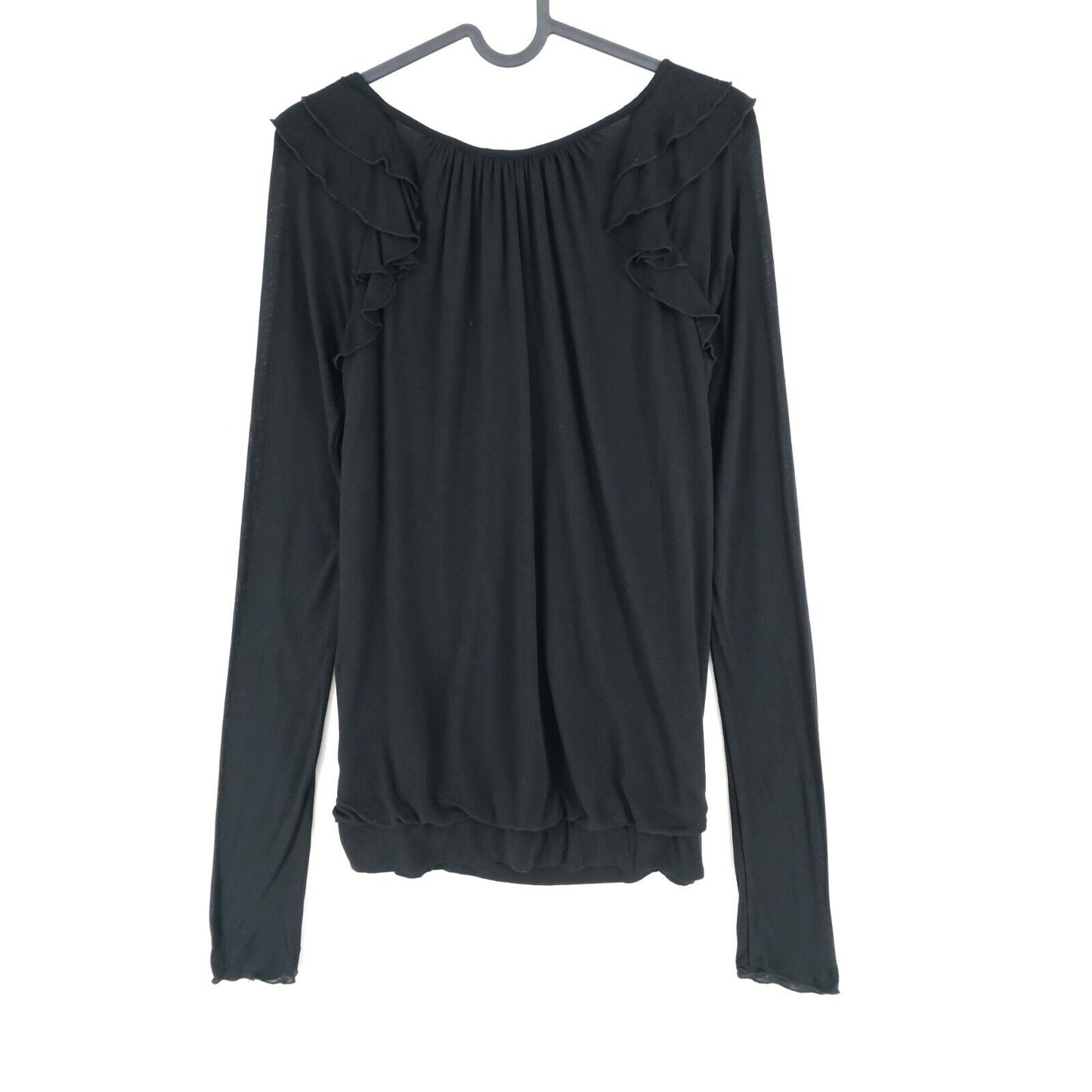 PATRIZIA PEPE Black Round Neck Long Sleeves T Shirt Top Size 2 - L