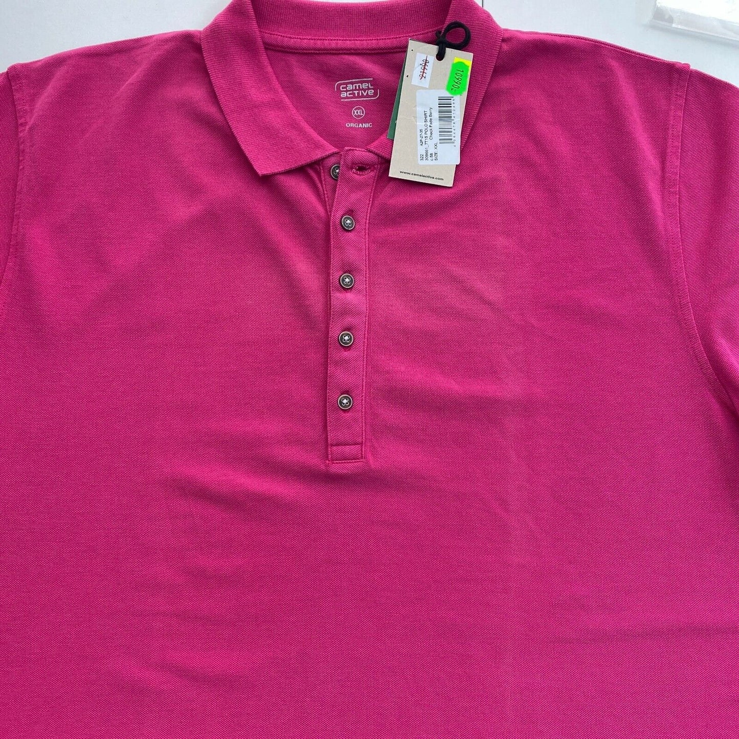 Camel Active Women Dark Pink Solid Short Sleeves Pique Polo Shirt Size 2XL XXL