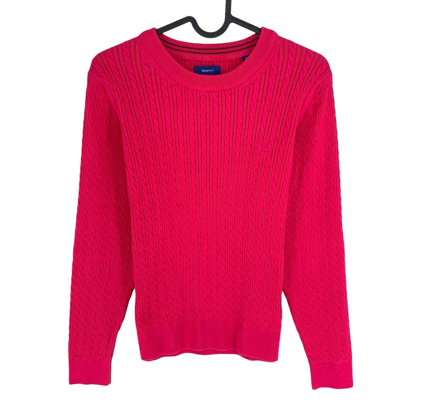 GANT Women Pink Cable Knit Crew Neck Jumper Sweater Size XS