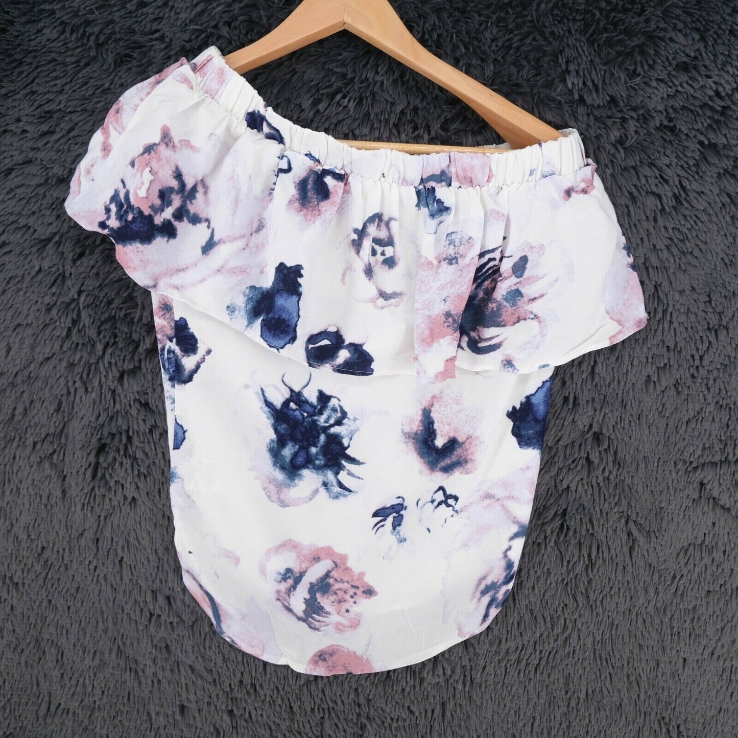 MINIMUM White Floral Print One Shoulder Top Blouse Size 34