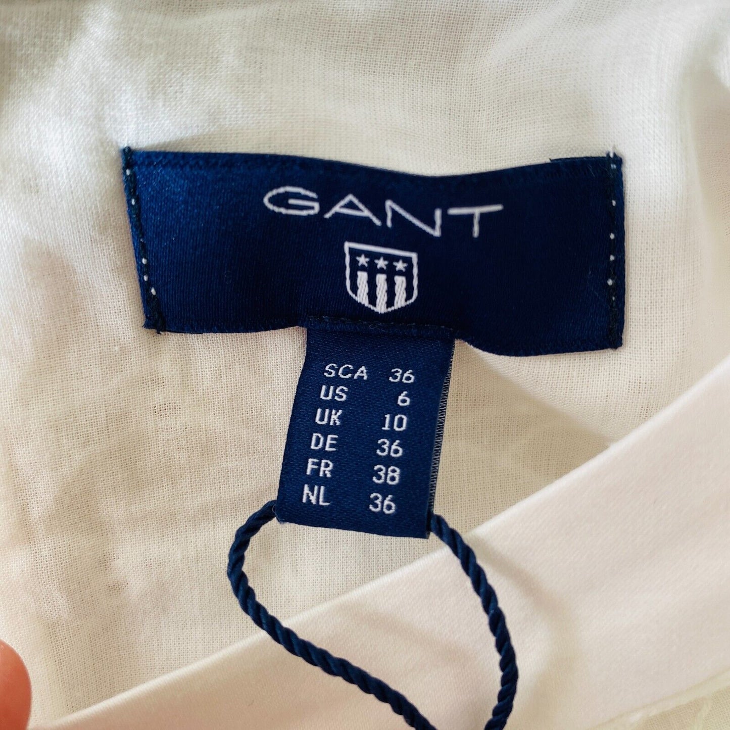 GANT White Broiderie Anglaise Crew Neck Dress Size EU 36 UK 10 US 6