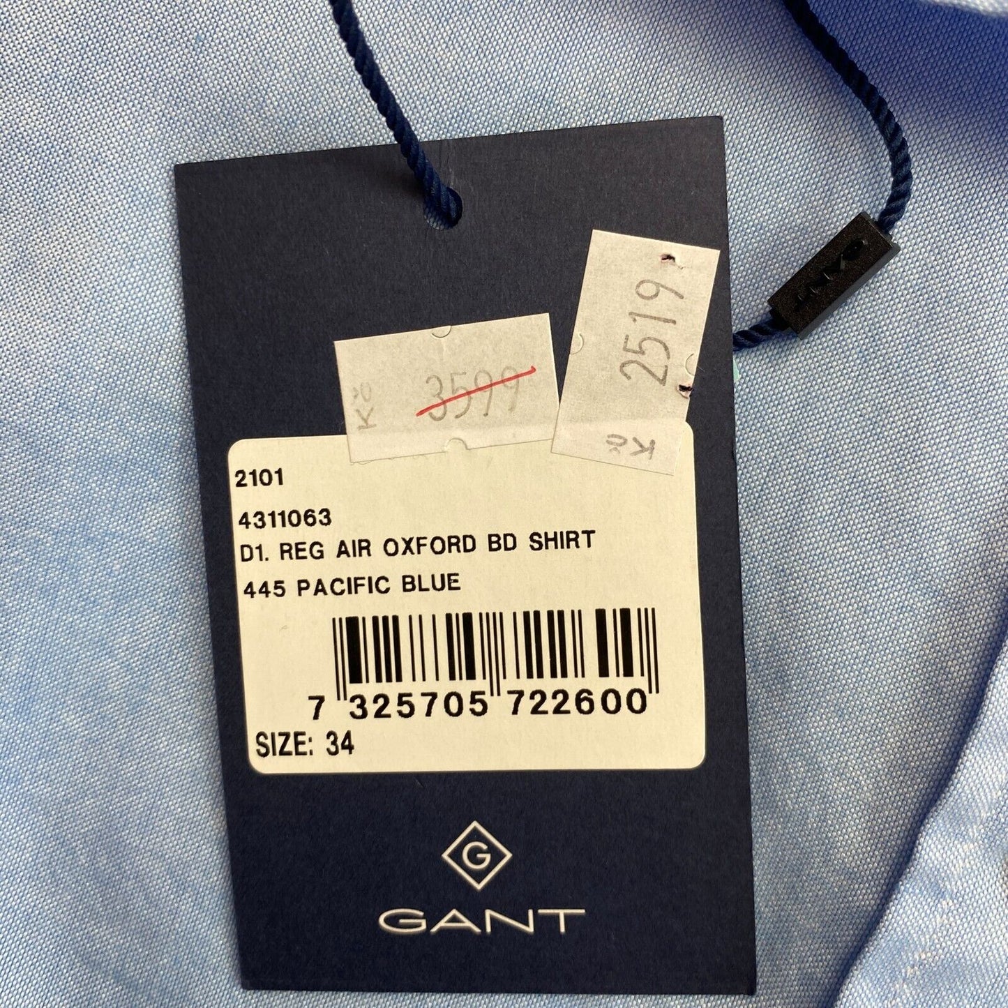 GANT Blue Regular Air Oxford Shirt Size EU 34 UK 6 US 4