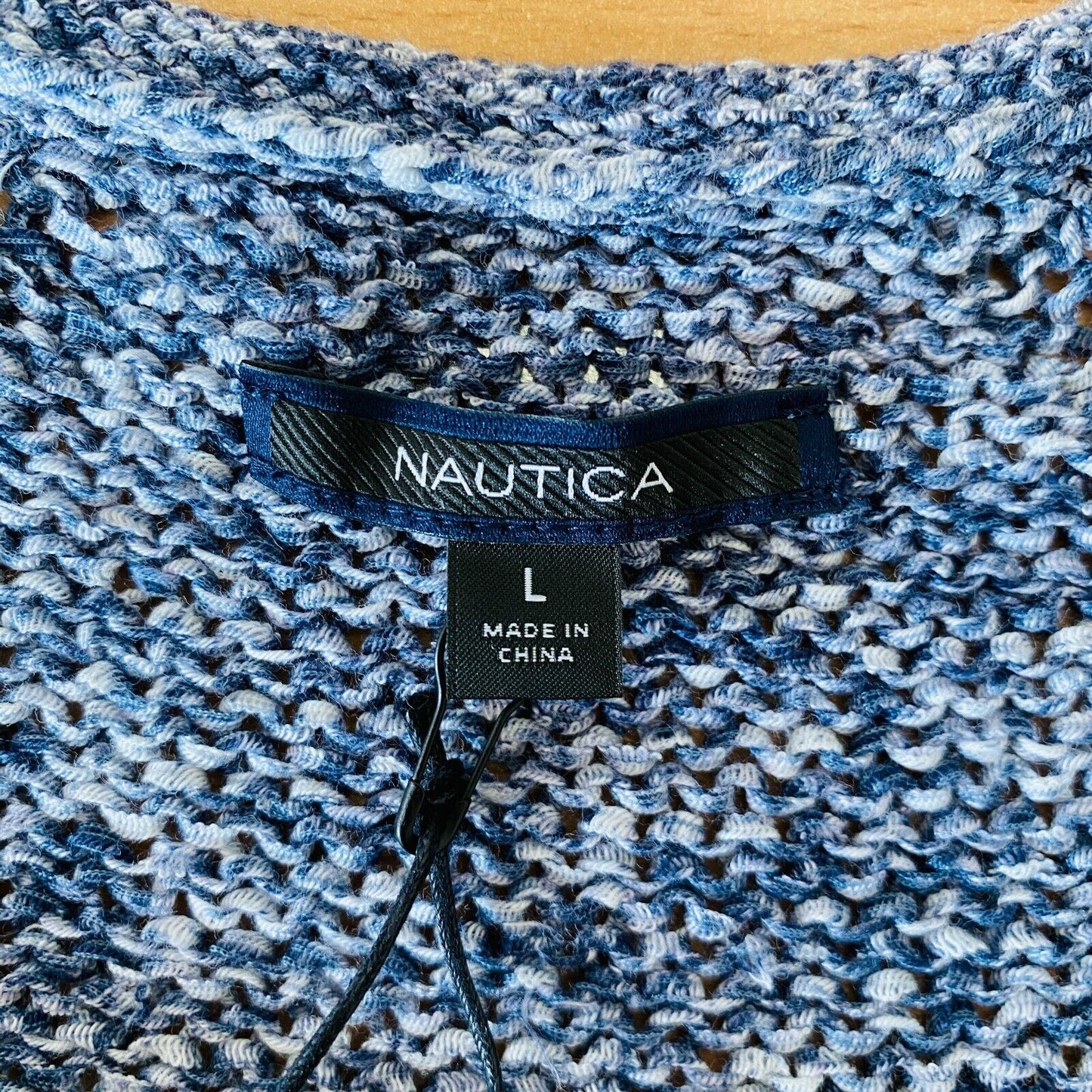 Nautica Blue Short Sleeve Knit Shirt Top Blouse Jumper Size L