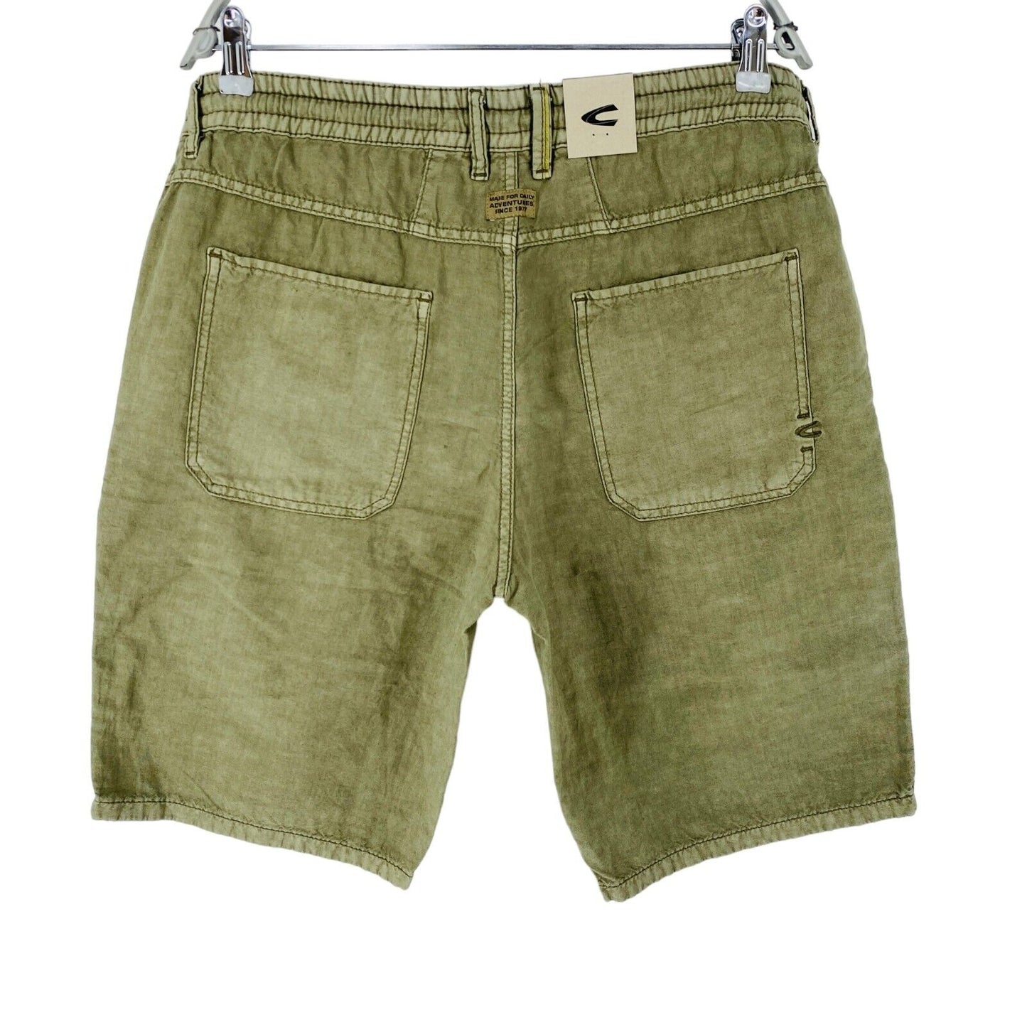 Camel Active Mens Green Regular Fit Linen Blend Shorts Size W33