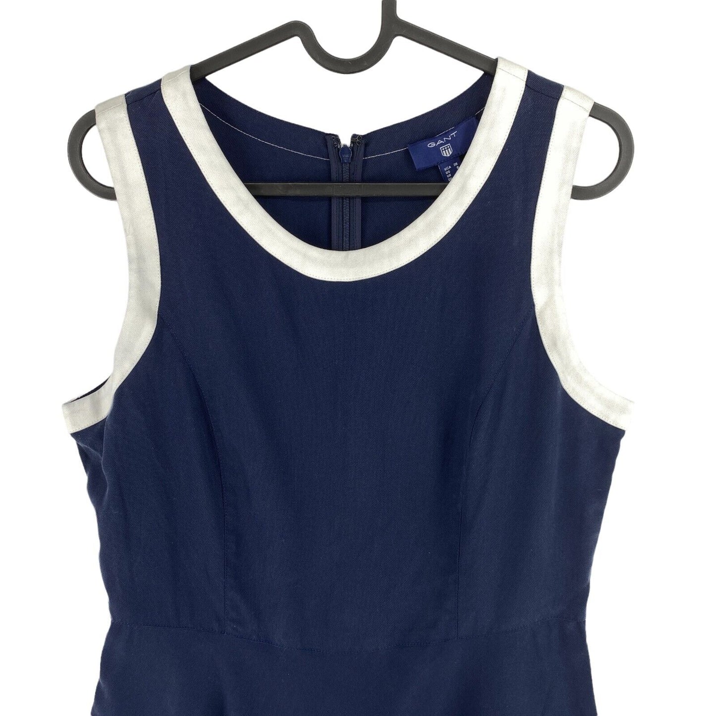 GANT Navy Blue Pique Lyocell Sleeveless Dress Size EU 38 UK 12 US 8