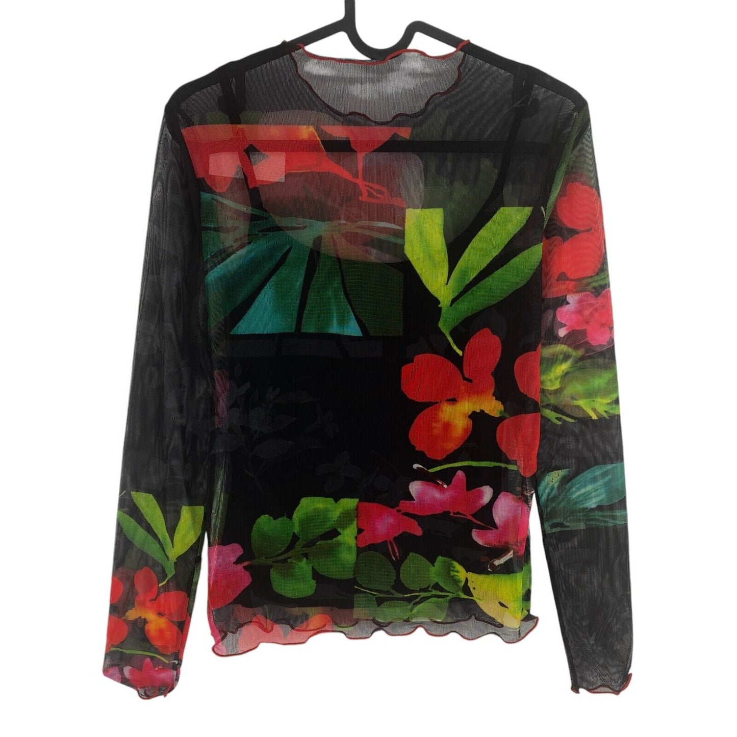 DESIGUAL Women Black SPRING GARDEN Long Sleeve T Shirt Size S