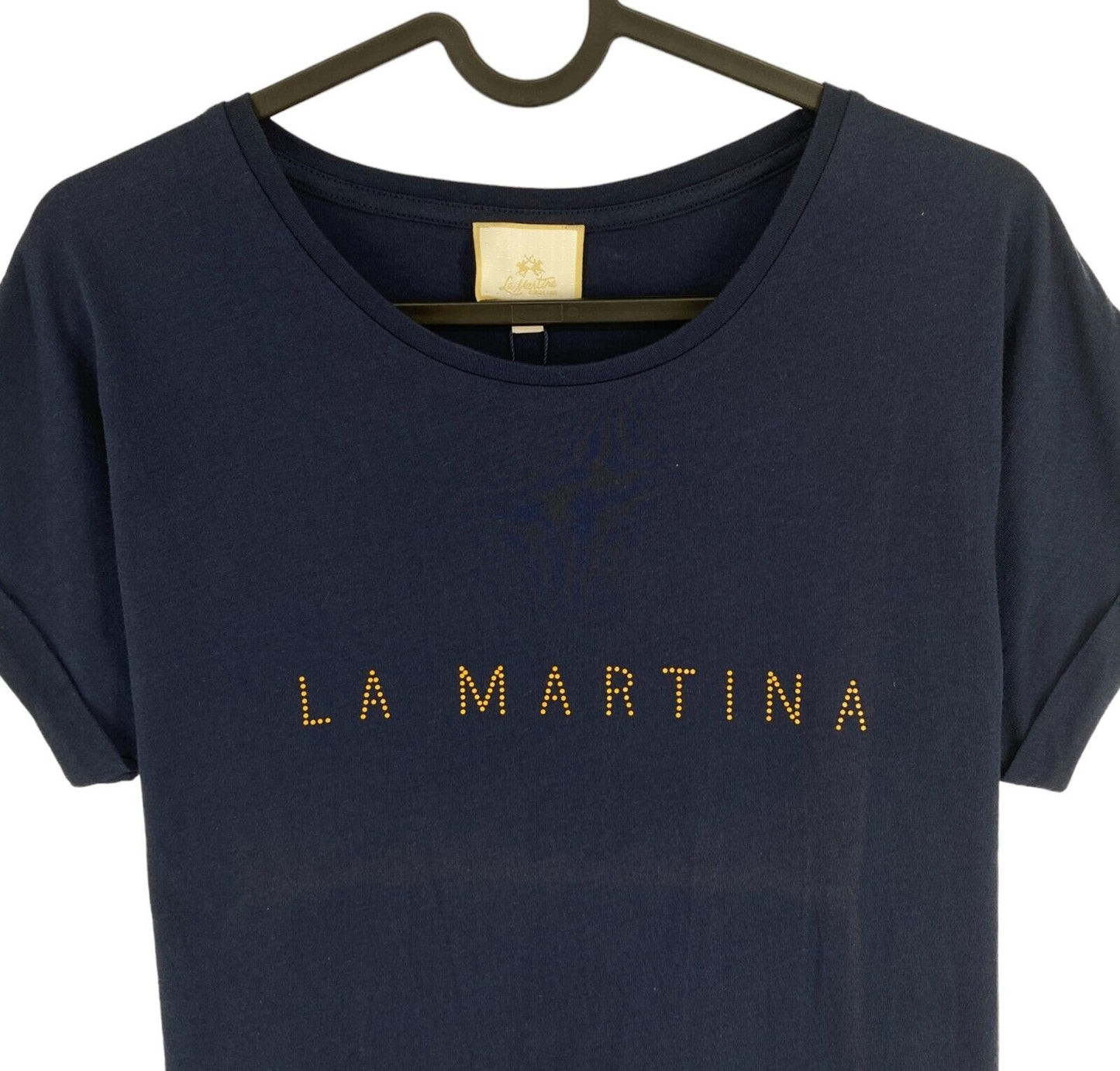 LA MARTINA Navy Blue Logo Crew Neck SS T Shirt Top Size  1 /XS