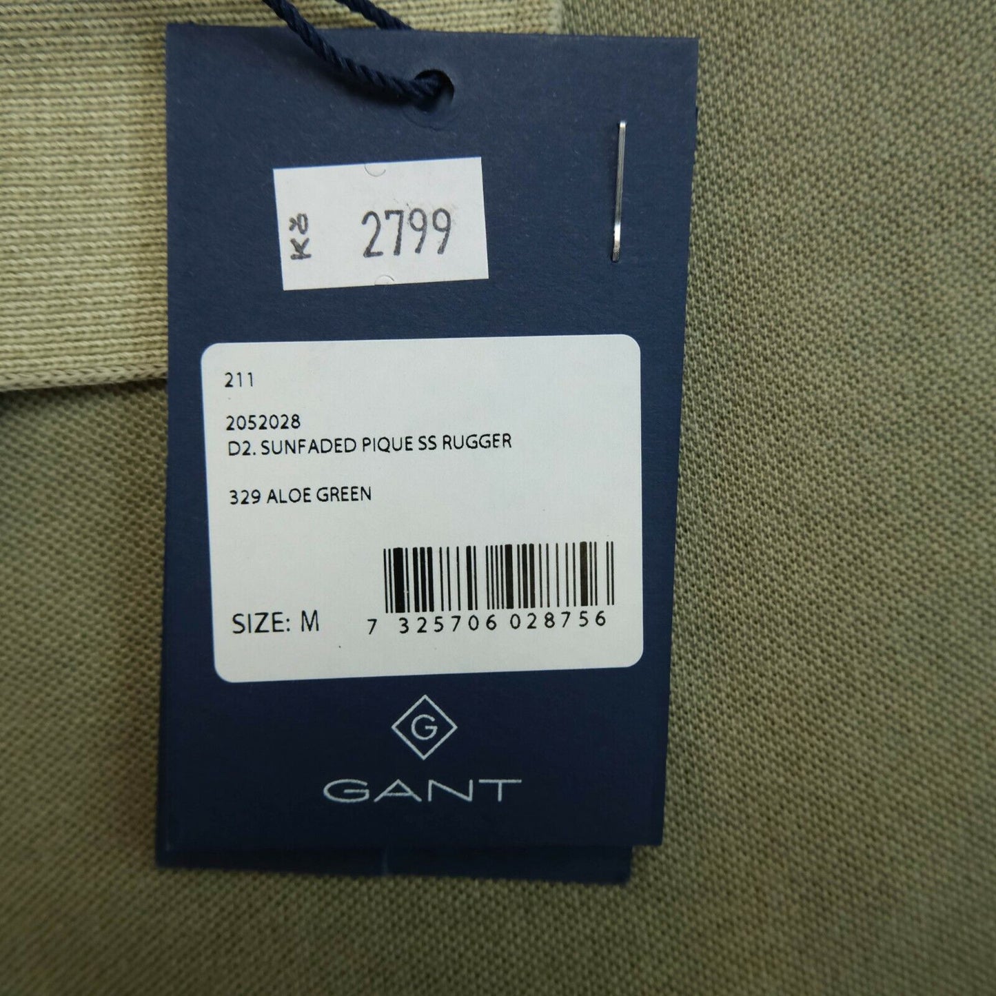 GANT T-Shirt mit Polokragen, sonnenverblasst, Grün, Größe M