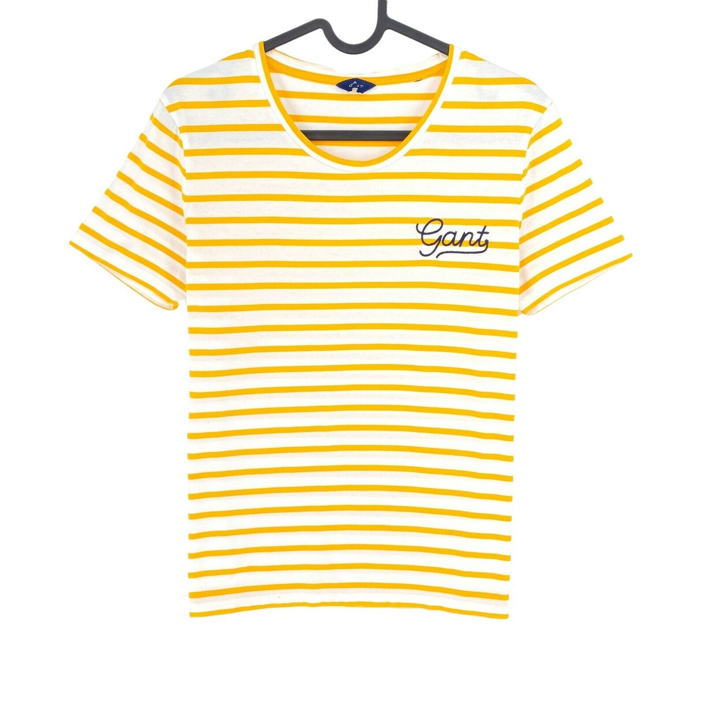 GANT Yellow Striped Crew Neck T Shirt Size M