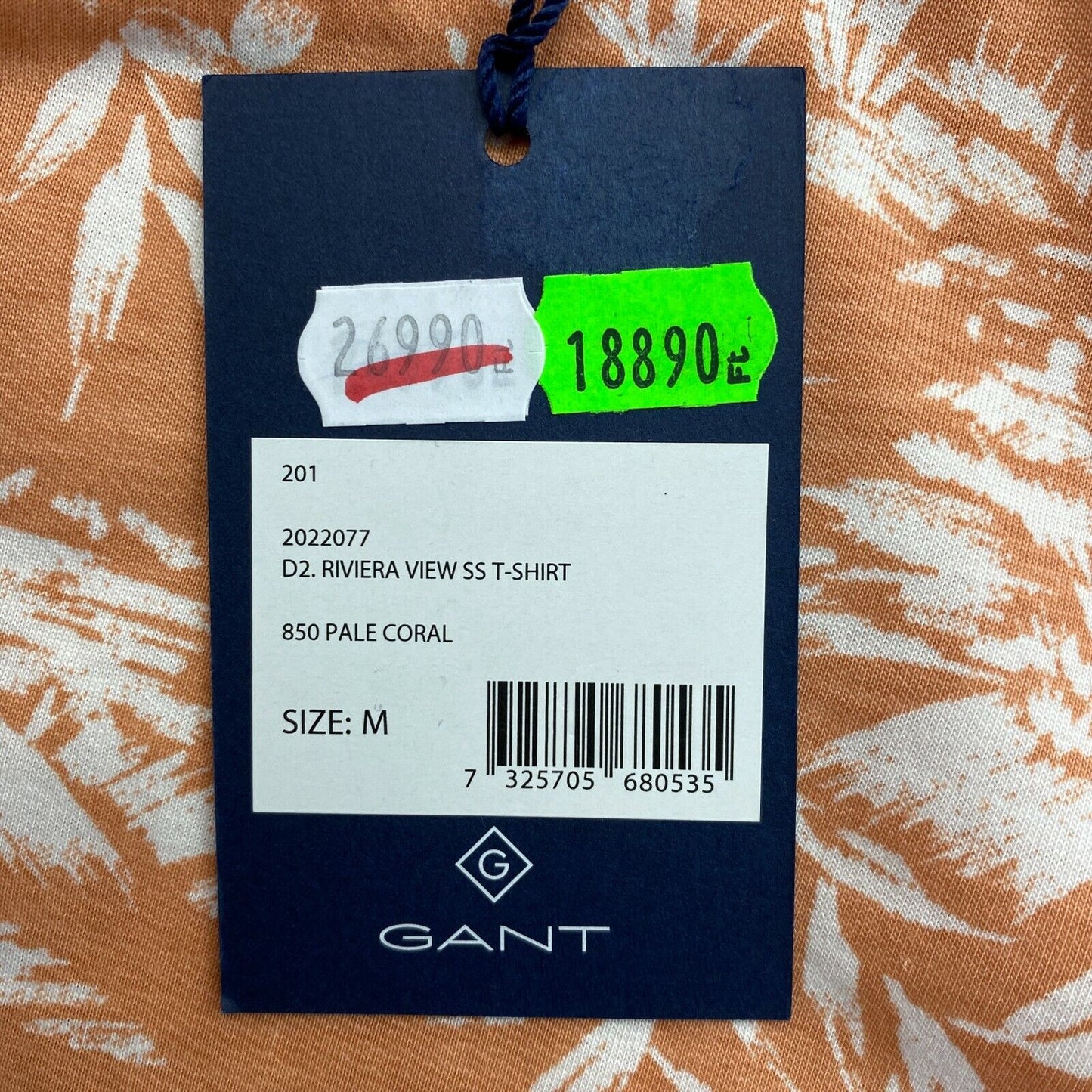 GANT Orange Riviera View T-Shirt mit Rundhalsausschnitt, Größe M